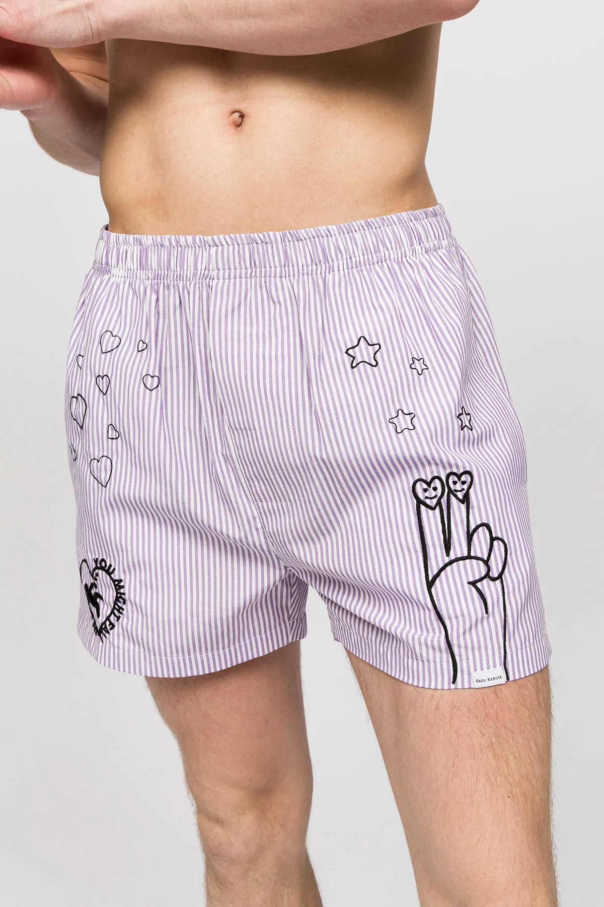 Chill Space Collection - Nakışlı Erkek Ev Şort - Lilac - Image 5