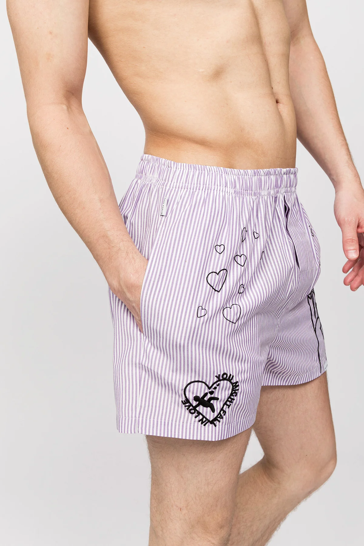 Chill Space Collection - Nakışlı Erkek Ev Şort - Lilac - Image 7