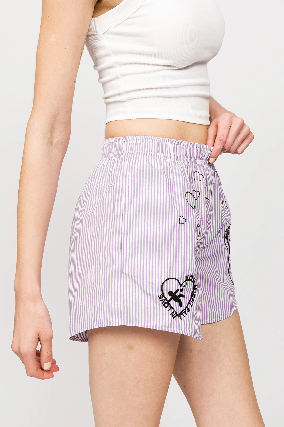 Chill Space Collection - Nakışlı Kadın Ev Şort - Lilac - Image 5