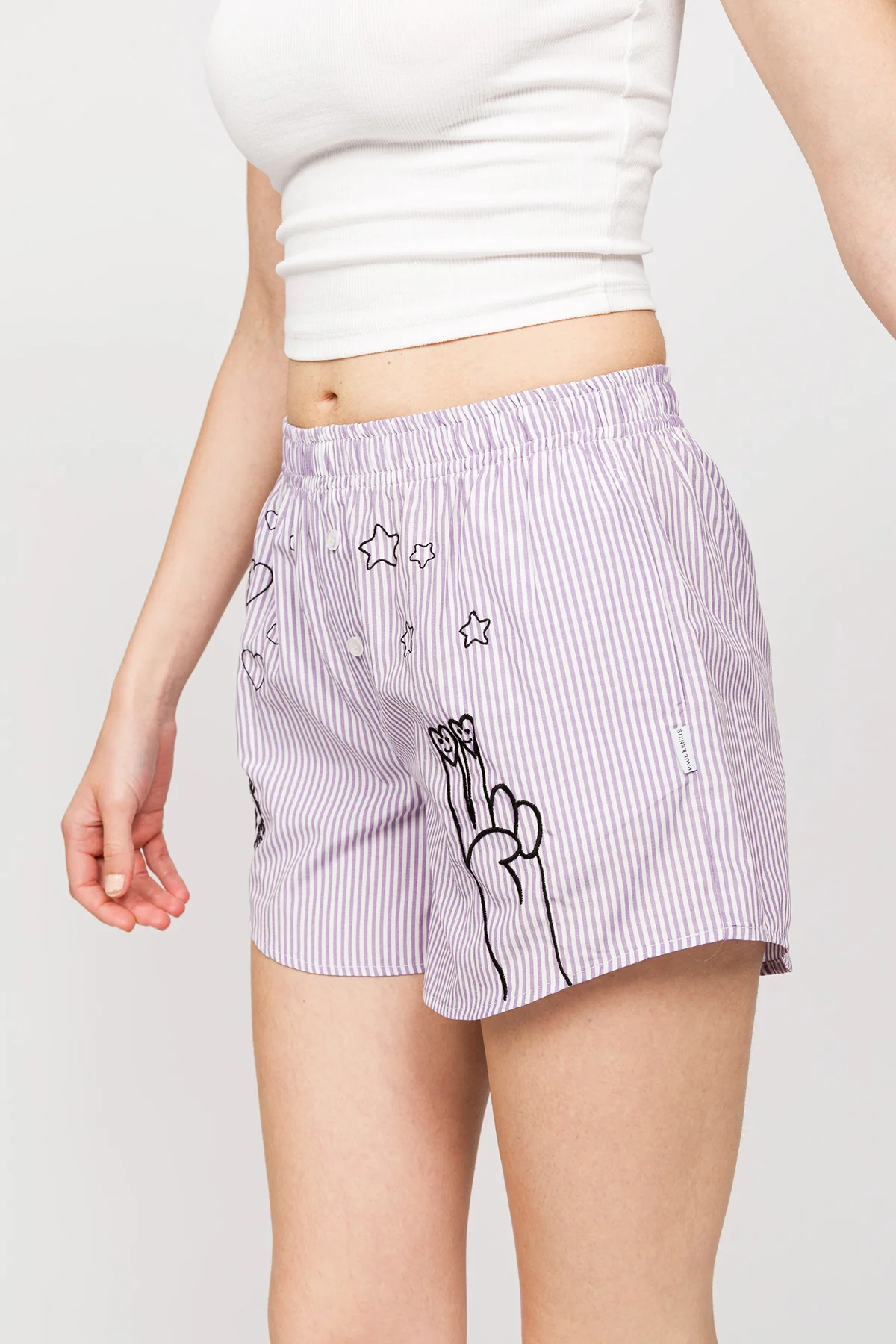 Chill Space Collection - Nakışlı Kadın Ev Şort - Lilac - Image 6