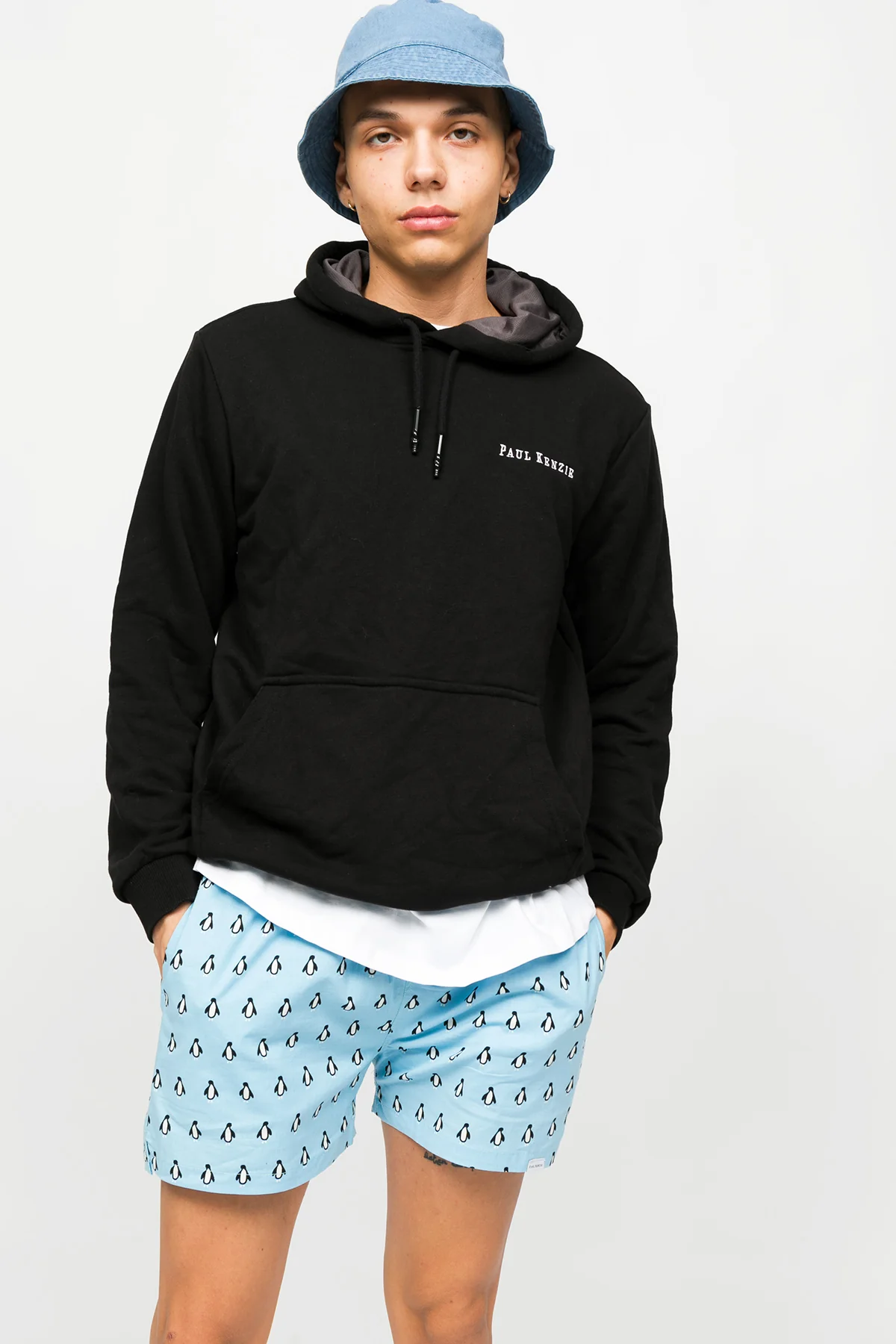 Desenli Erkek Ev Şort – Chill Space Collection – Cool Like Penguin - Image 3
