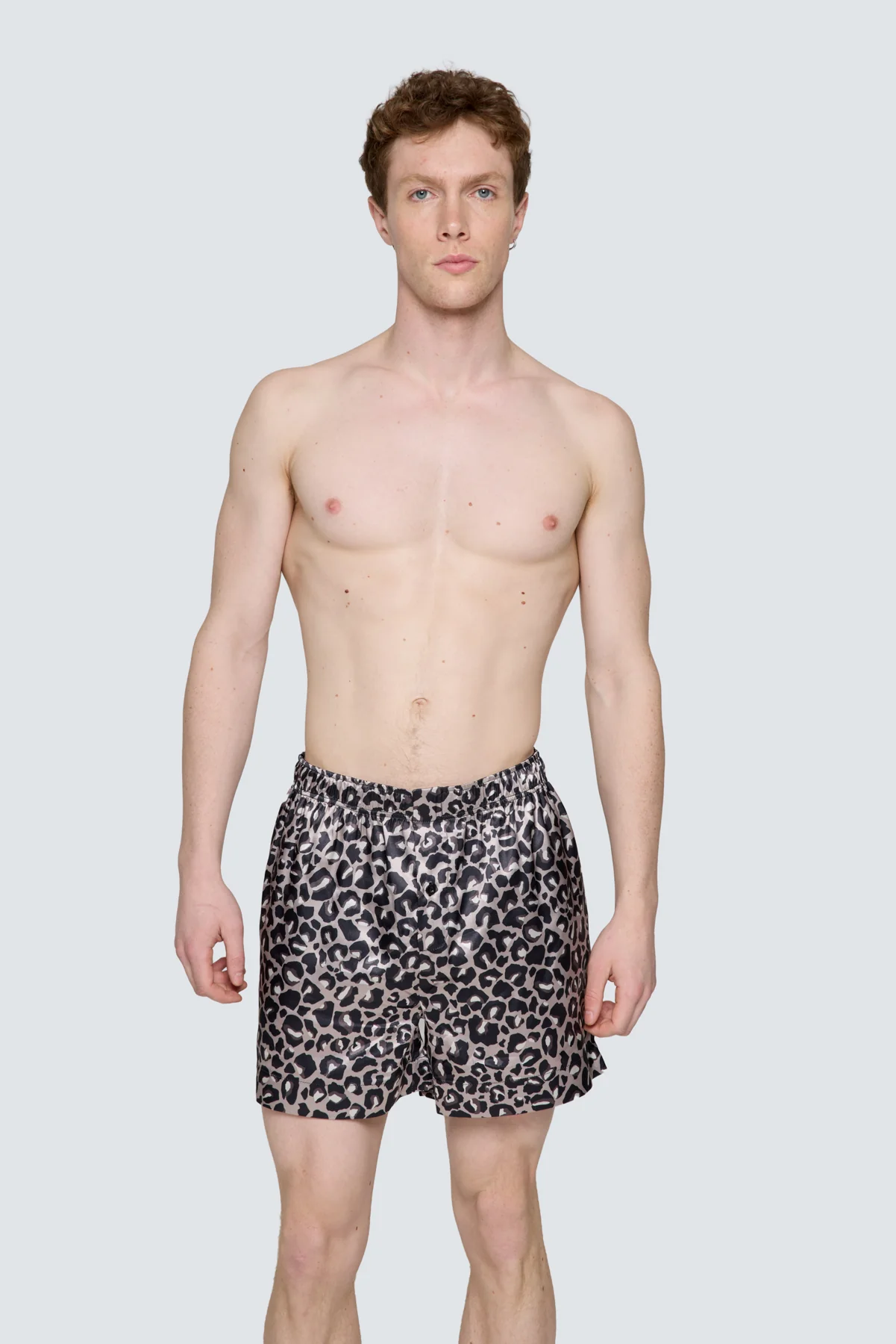 Desenli Erkek Saten Şort - Silky Leopard - Image 5