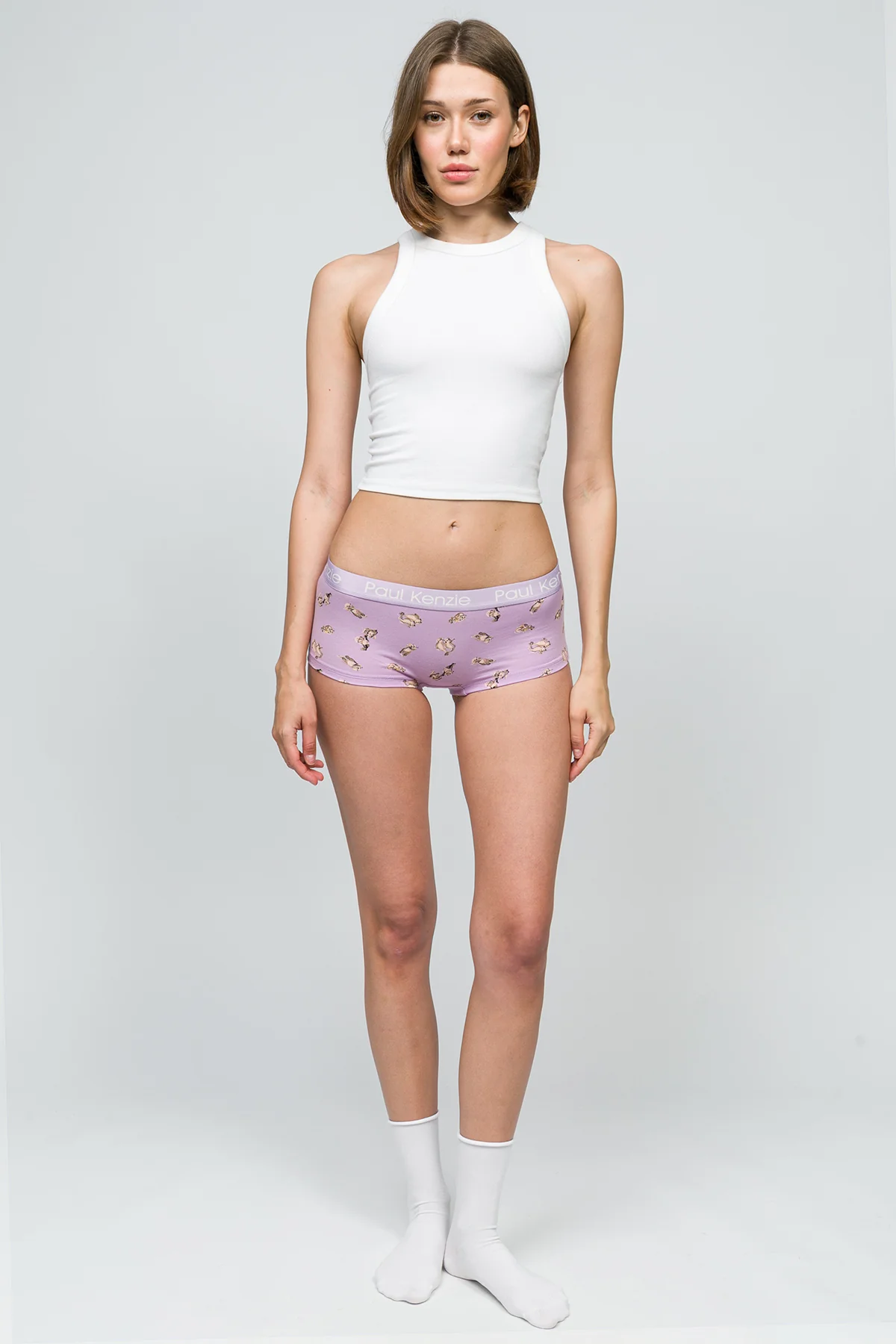 Desenli Kadın Boyshort Külot - Otter - Image 3