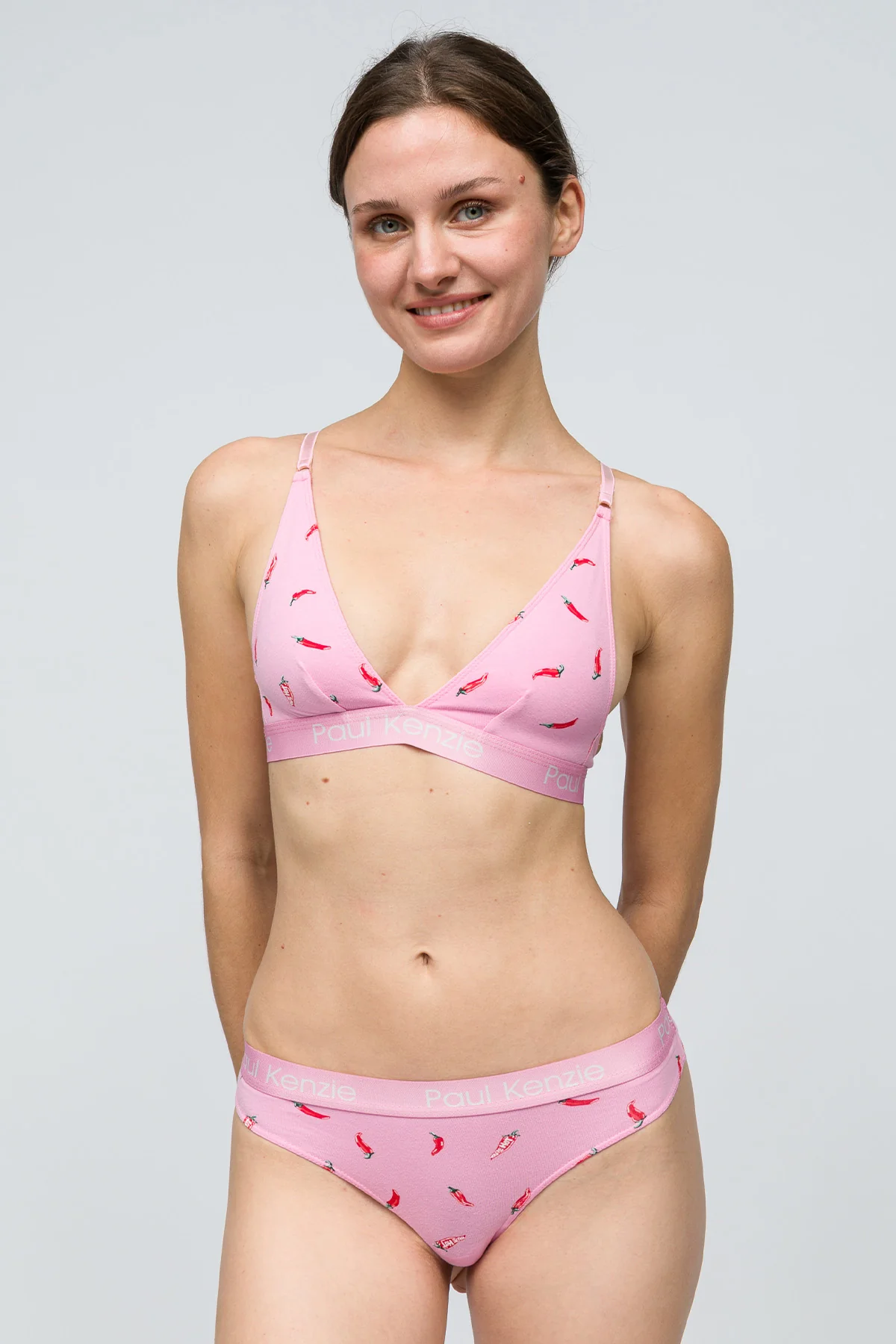 Desenli Triangle Spor Bralet - Chili - Image 4