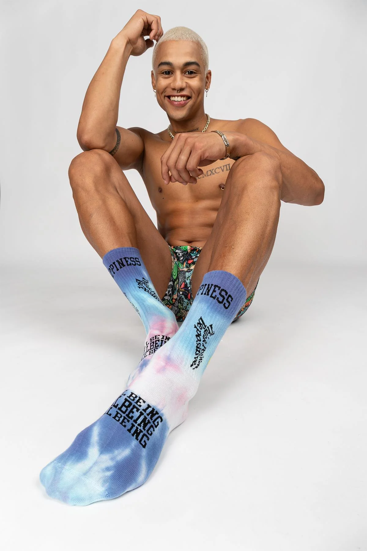 Smile-Dye Unisex Batik Desenli Dikişsiz Tenis Çorap - Wellbeing - Image 6