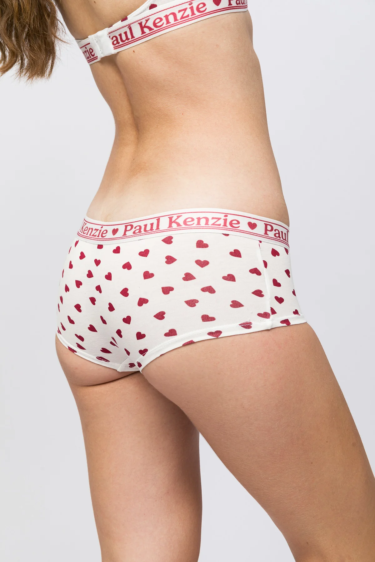 Valentine Collection - Kadın Boyshort Külot - Burgundy Hearts - Image 3