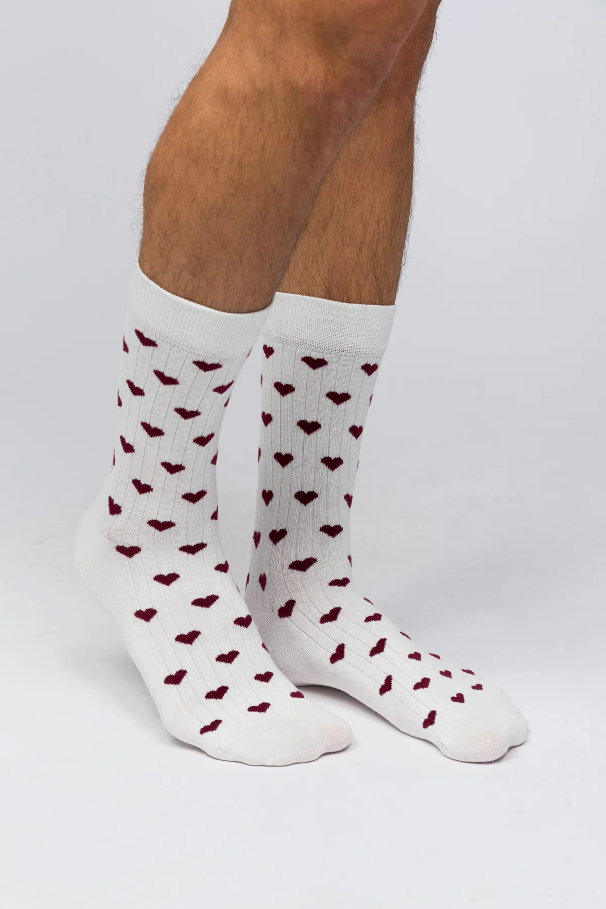 Valentine Collection - Soket Çorap - Burgundy Hearts - Image 3