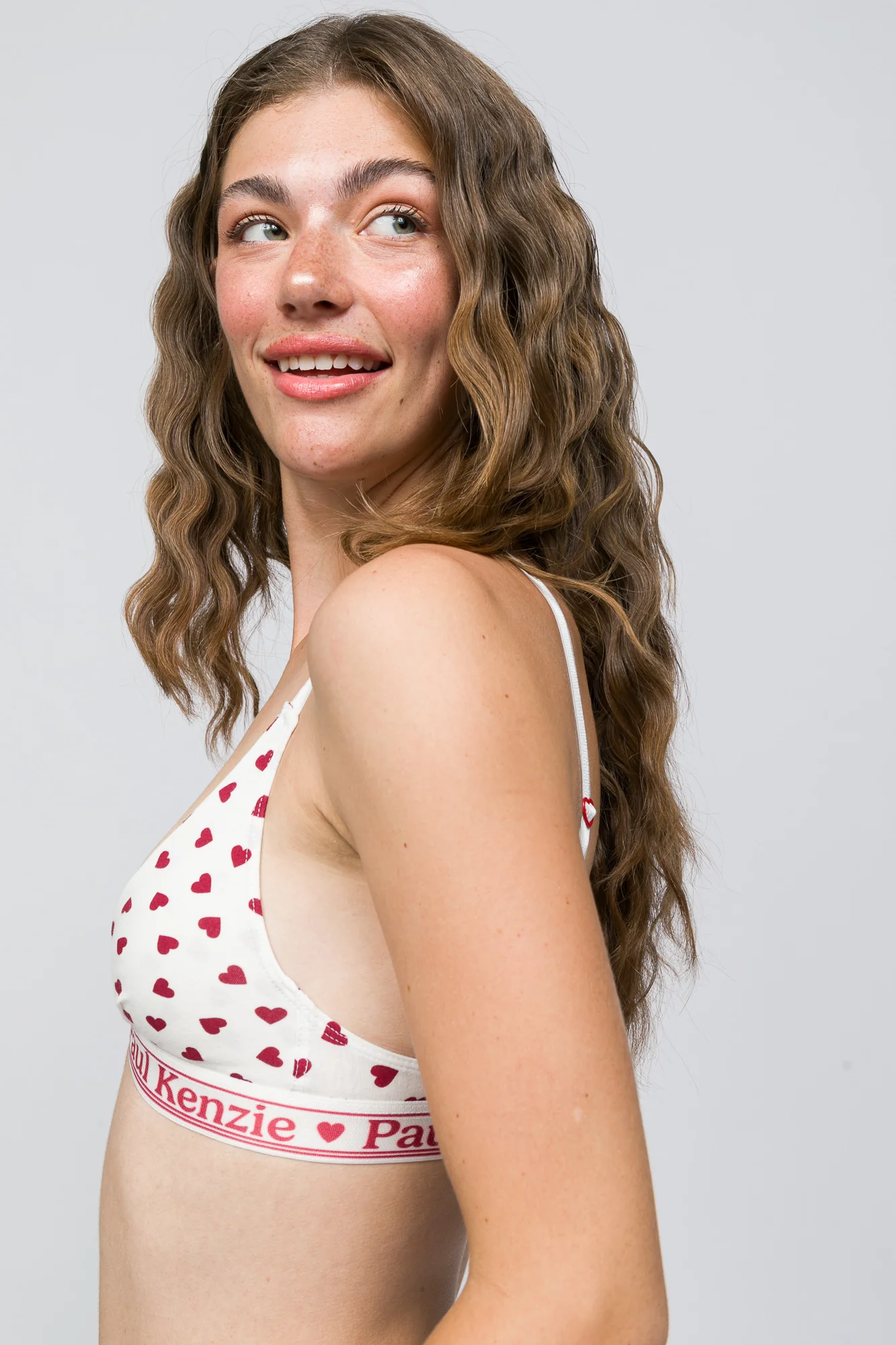 Valentine Collection - Triangle Spor Bralet - Burgundy Hearts - Image 8